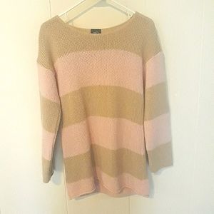 Rue21 long sleeve striped sweater top size medium pink tan knit shirt